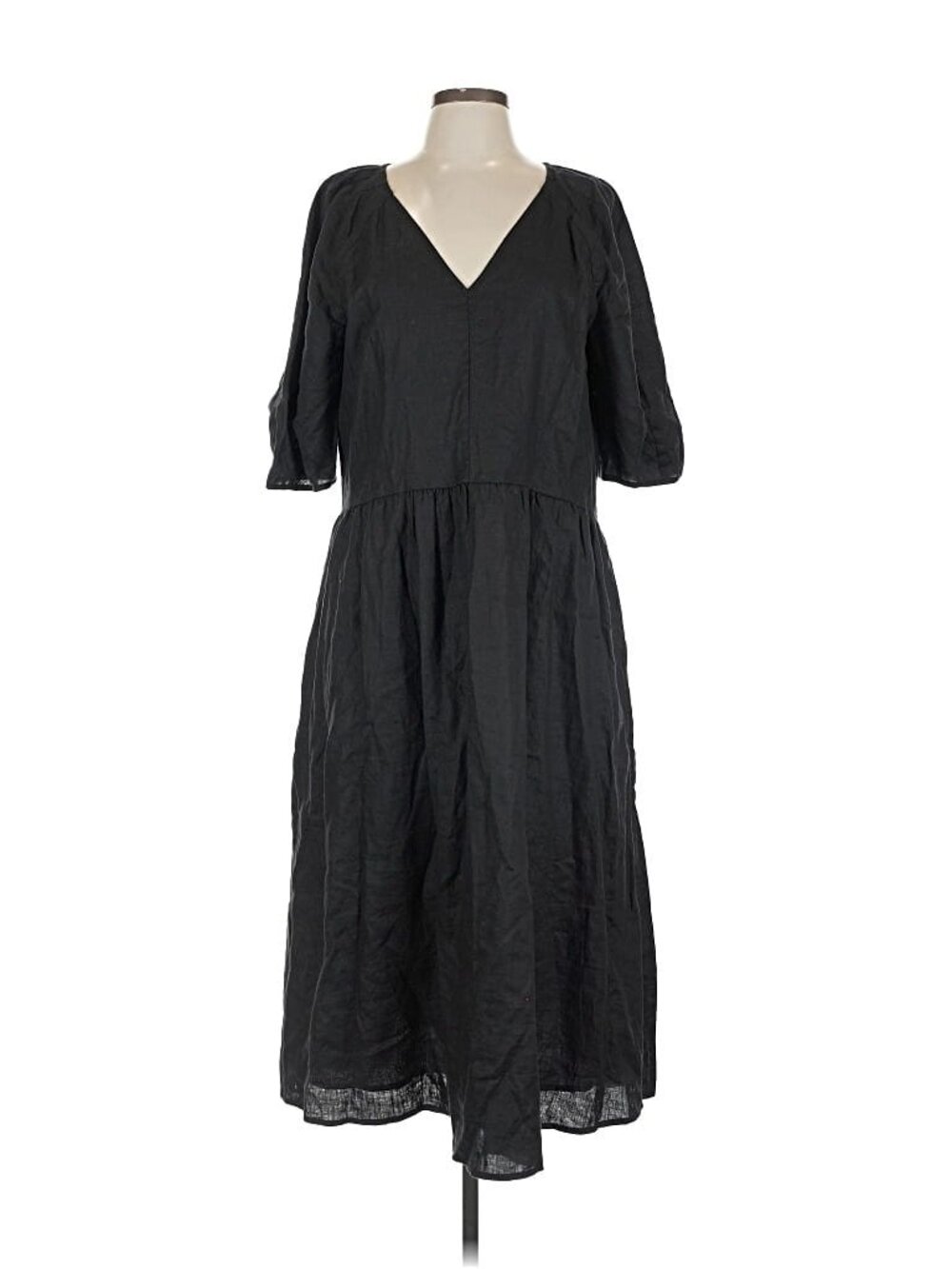 Everlane The Linen Oversized Puff-Sleeve Dress L